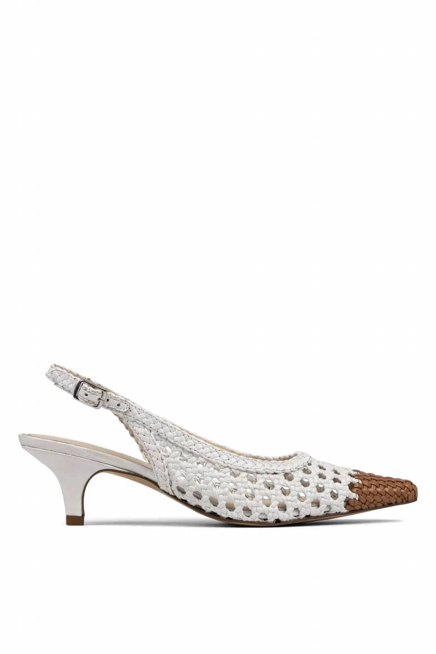 NEW DONALD PLINER women's risha kitten-heel sling back pump in off-white